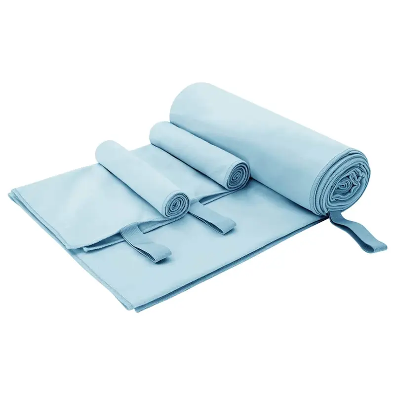 Set de Toallas de Deportes 3 pcs Azul Poliéster y Poliamida