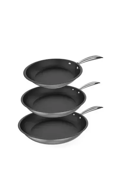 Set de tres sartenes de acero inoxidable con mango y revestimiento antiadherente polka classy de Cecotec