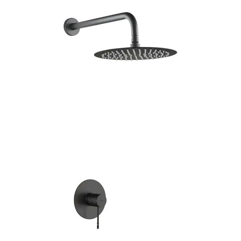 Set monomando empotrado 1 vía Bless con rociador black gun metal Imex