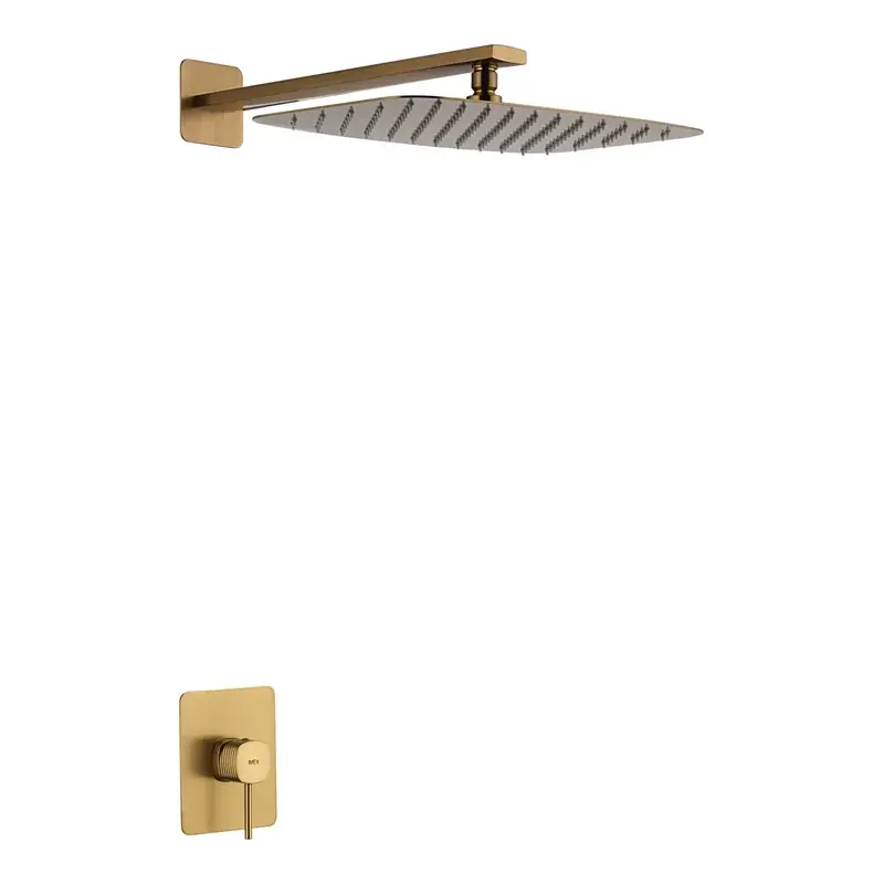 Set monomando empotrado 1 vía Firenze con rociador oro cepillado Imex