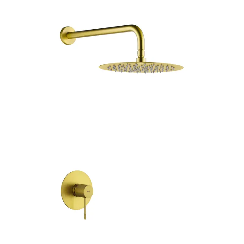 Set monomando empotrado 1 vía Line con rociador oro cepillado Imex