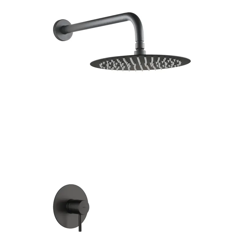 Set monomando empotrado 1 vía Monza con rociador black gun metal Imex