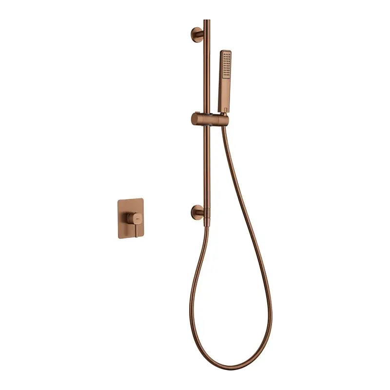 Set Monomando Empotrado 1 Vía Toscana Con Mango Oro Rosa Cepillado Imex