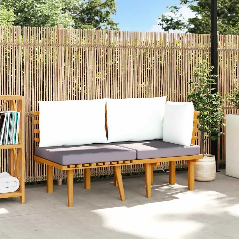 Set muebles de jardín 2 pzas con cojines madera maciza acacia