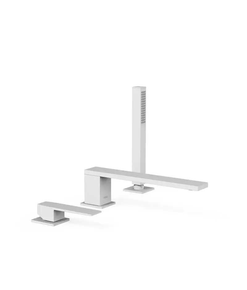 Set para bañera monomando y ducha manual con inversor integrado blanco mate Slim TRES