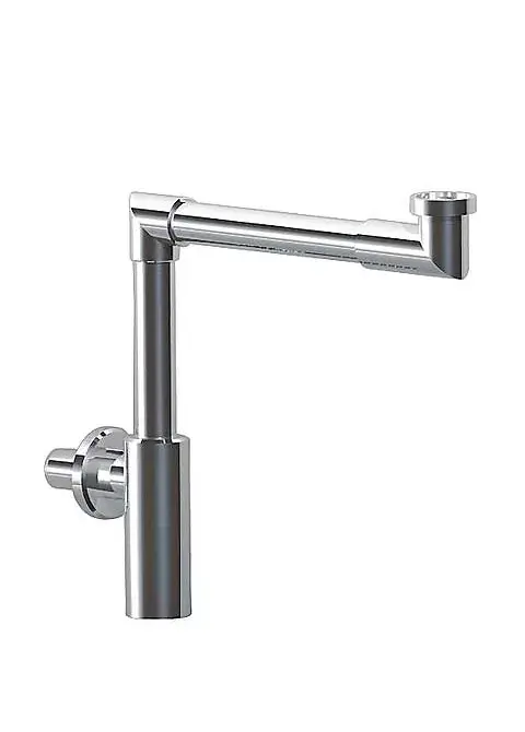 Sifón de lavabo con forma de codo telescópico de latón con acabado cromado TRES