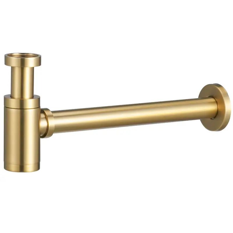 Sifón de lavabo visto redondo en oro mate con protección PVD de Valaz