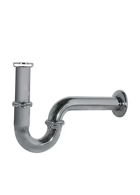 Sifón para lavabo con caño curvo articulado de latón con acabado cromado brillante TRES