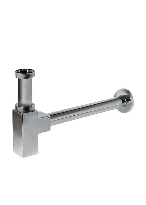Sifón para lavabo de forma cuadrada y telescópico de latón con acabado cromado TRES