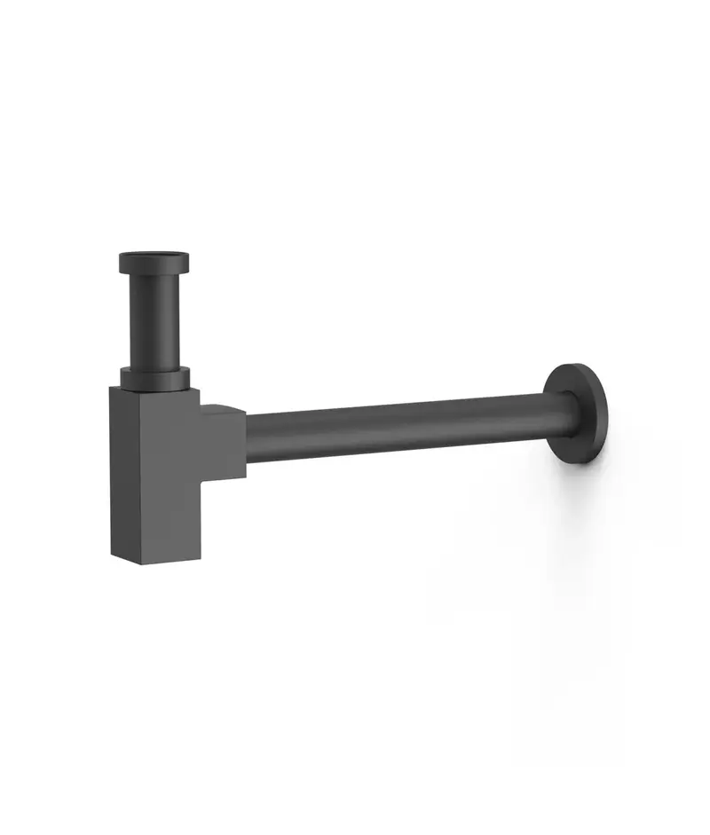 Sifón telescópico de estructura cuadrada para lavabo en negro mate Complementos Tres