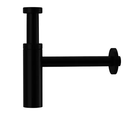 Sifón telescópico minimalista para lavabo de acabado negro con tubo ajustable de Aquore