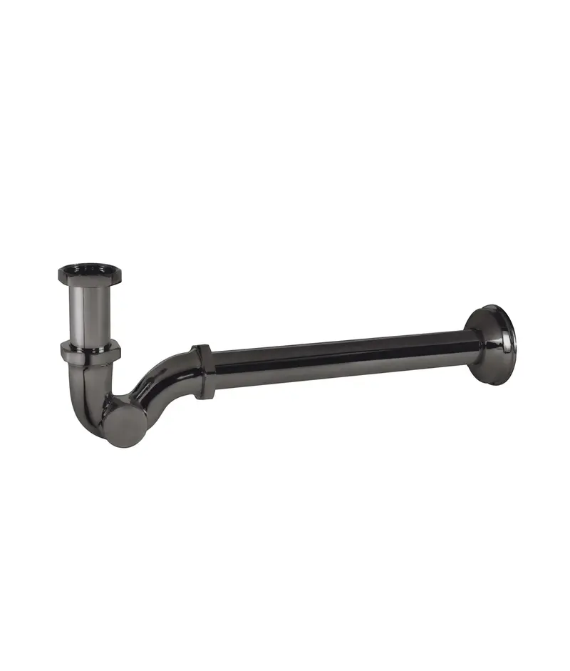 Sifón telescópico para lavabo con registro y acabado negro metalizado Tres