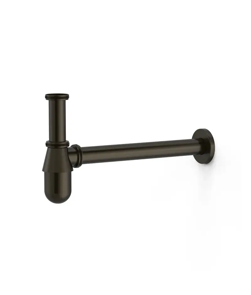 Sifón telescópico para lavabo tipo botella inspeccionable con acabado negro bronce Tres