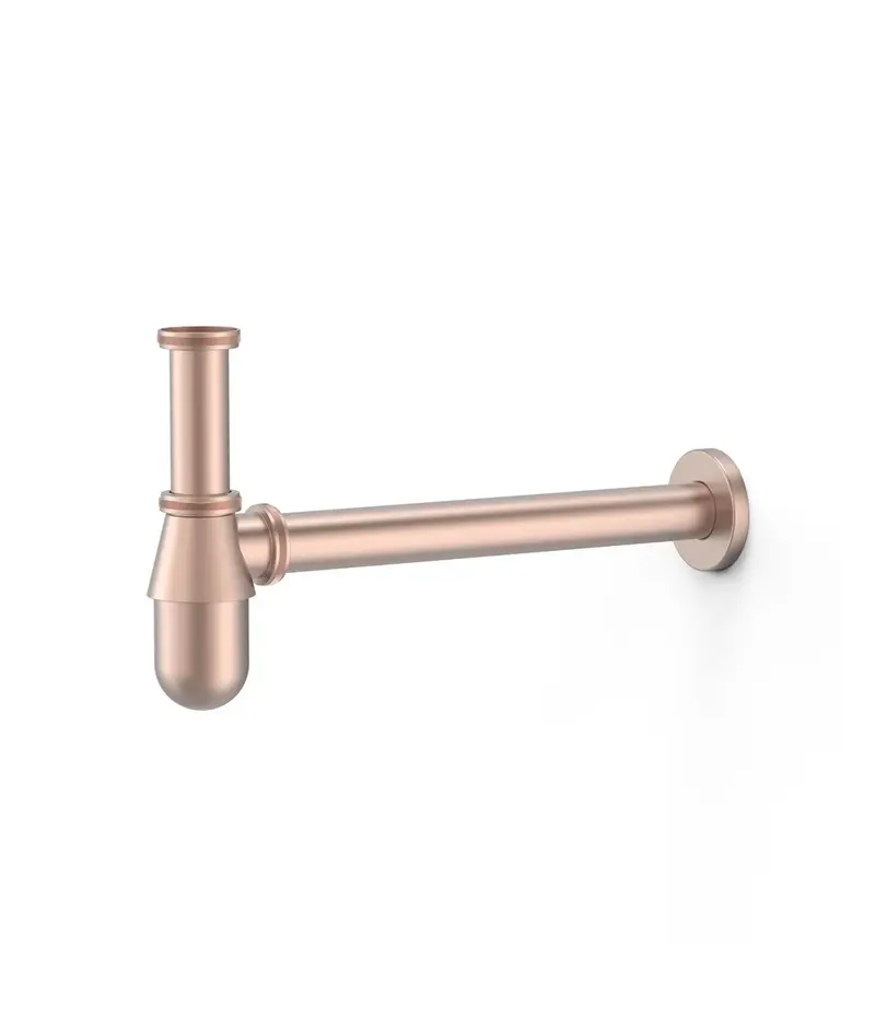 Sifón telescópico tipo botella inspeccionable para lavabo con acabado oro rosa mate Complementos Tres