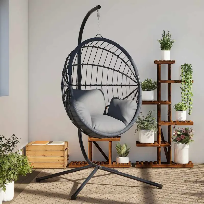 Silla colgante tipo huevo sin cesta, acero antracita