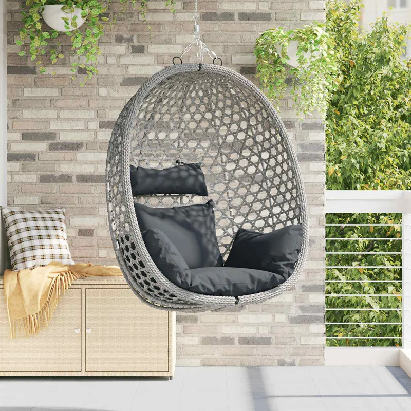Silla colgante tipo huevo sin soporte Antracita y Gris