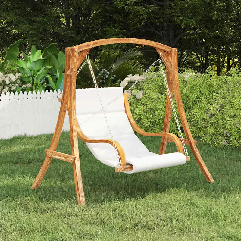 Silla columpio sin estructura con cojín madera curvada