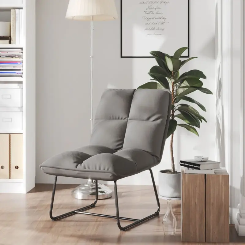 Silla con estructura de metal terciopelo gris claro