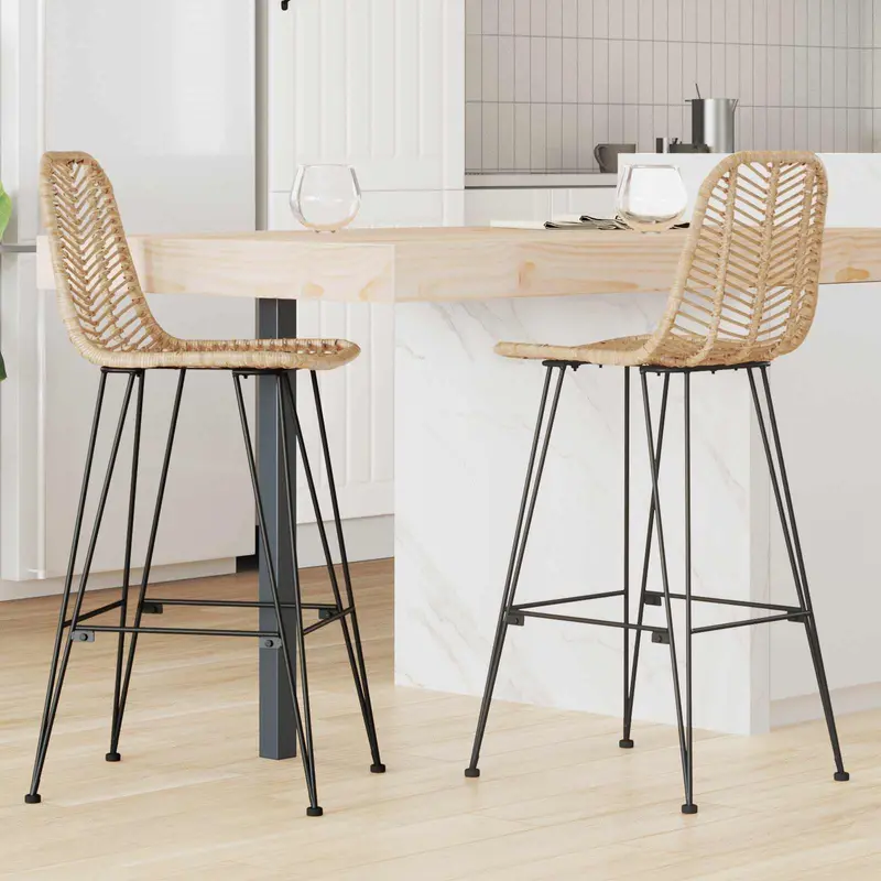 Silla de Bar 2 pcs 44 x 52 x 111 cm Ratan e Hierro