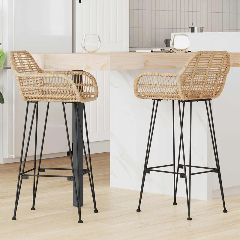 Silla de Bar 2 pcs 55 x 52 x 105 cm Ratan e Hierro