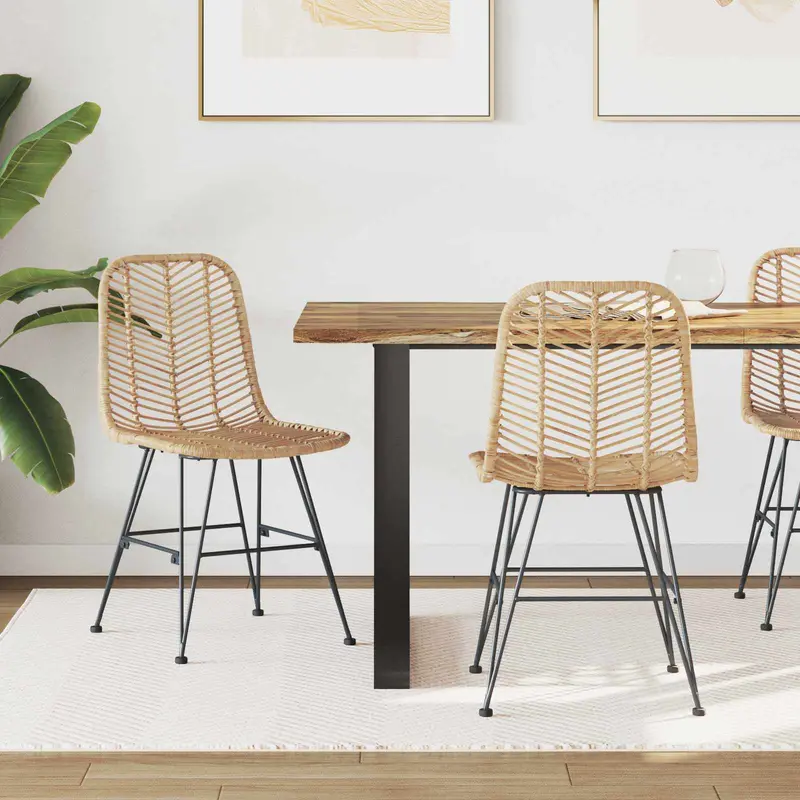 Silla de comedor 2 pcs Ratan e Hierro Natural