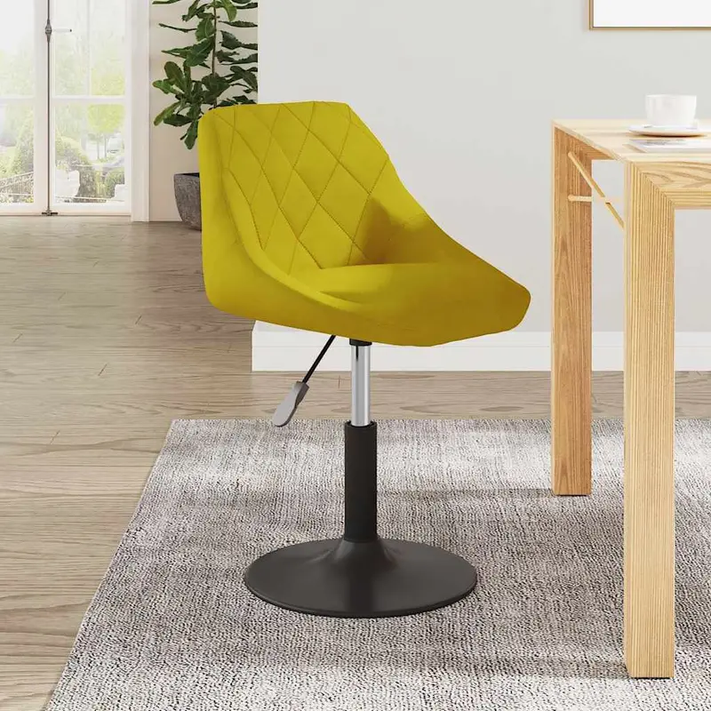 Silla de comedor de terciopelo amarillo mostaza