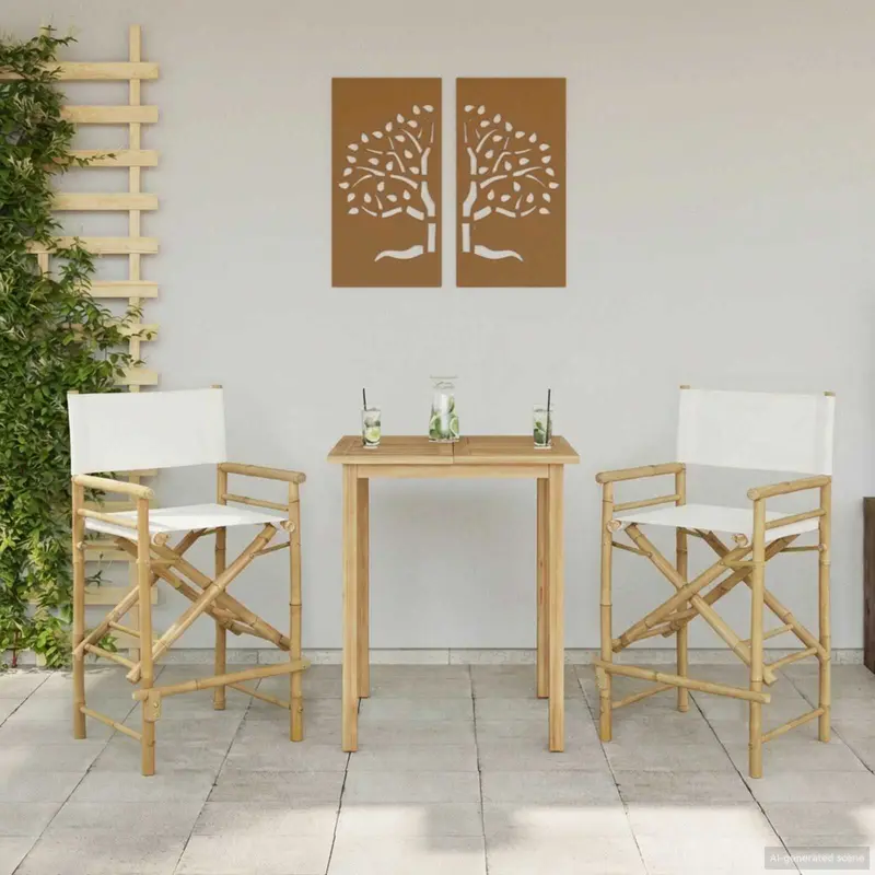 Silla de director plegable 2 pcs Natural Bambú