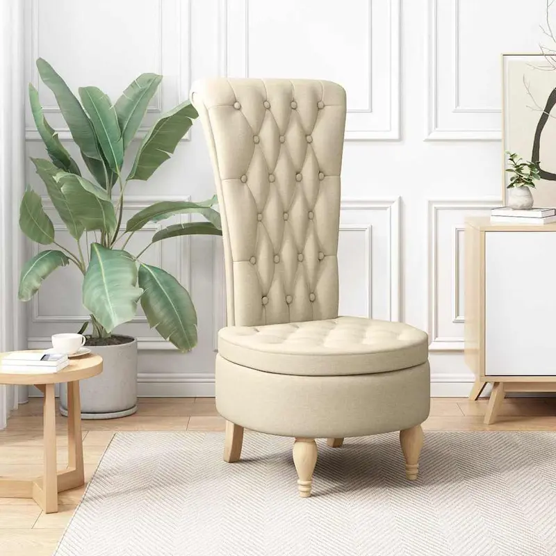 Silla de estilo zueco Crema 56,5 x 70 x 110 cm tela