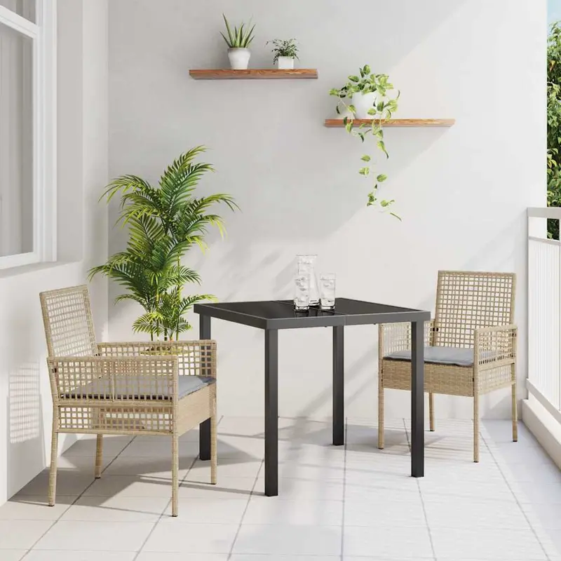 Silla de Jardín 2 pcs Beige 55 x 53 x 85 cm ratán sintético
