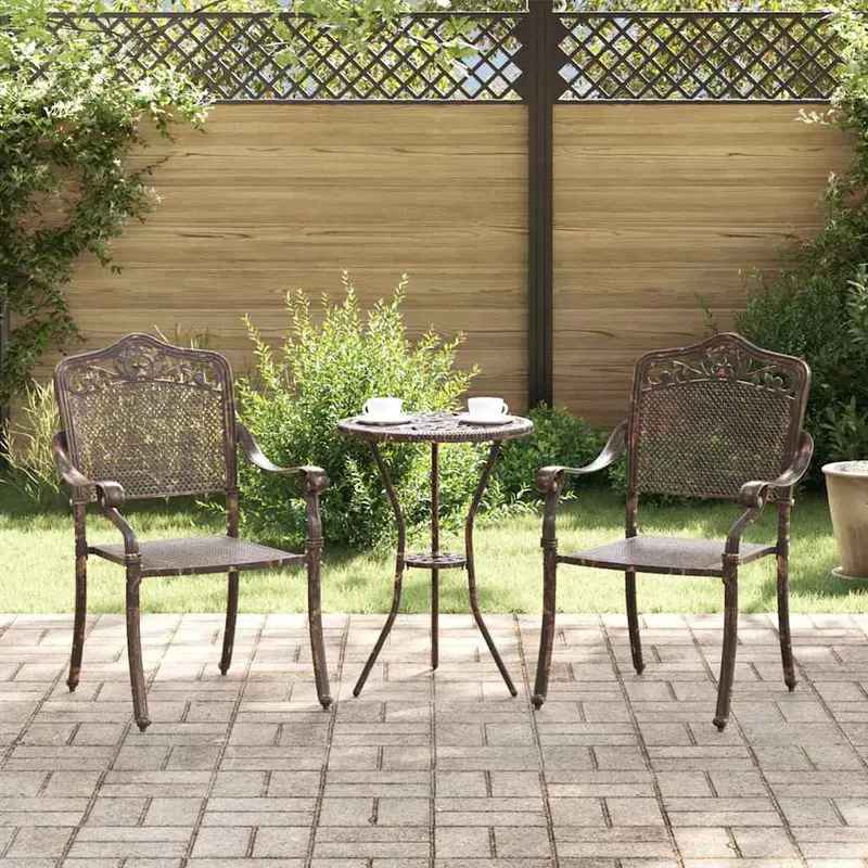 Silla de Jardín 2 pcs Bronce 55 x 55 x 92,5cm Aluminio