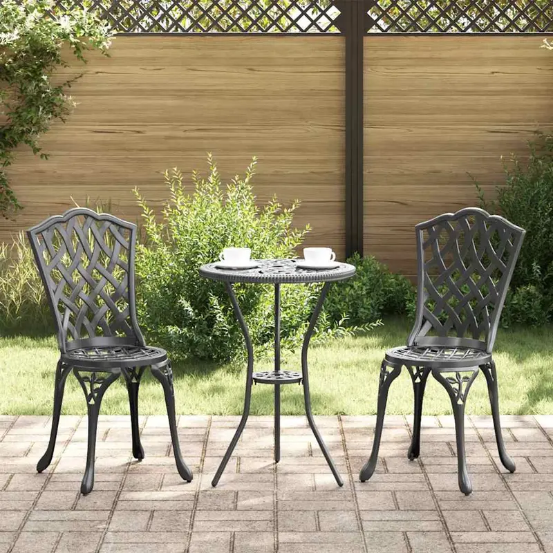 Silla de Jardín 2 pcs Negro 39 x 40 x 87 cm Aluminio