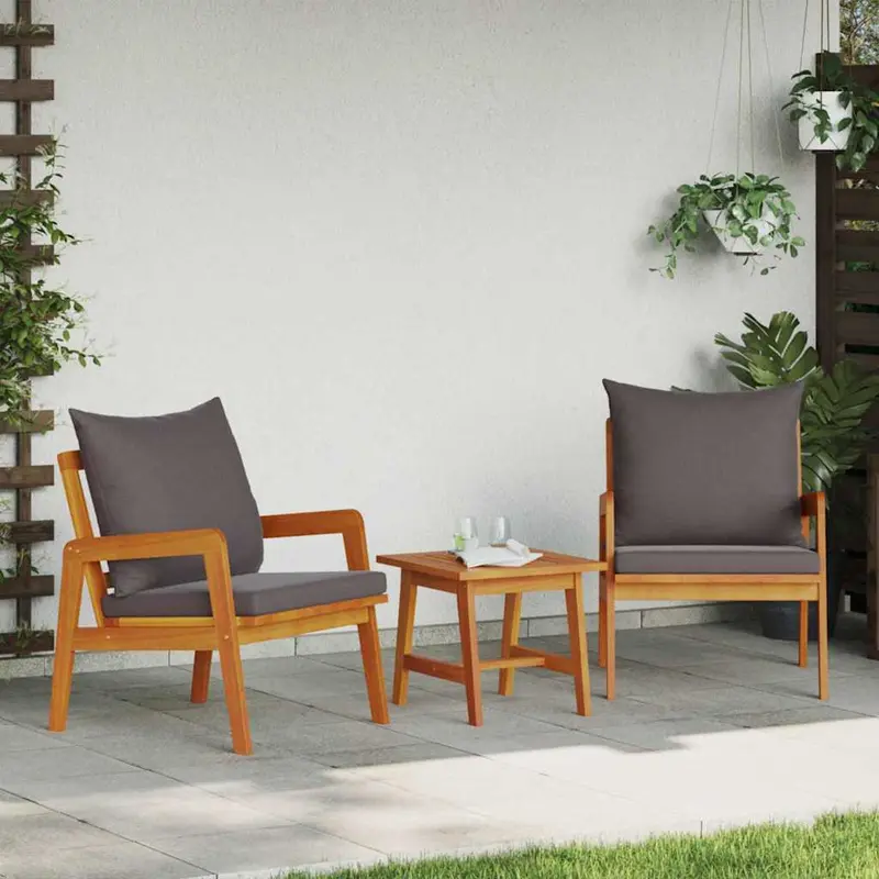 Silla de Jardín 2 Pieza Aceite Natural 65 x 59,5 x 72 cm