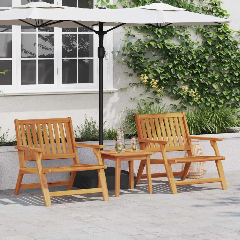 Silla de Jardín 3 pcs Marrón Madera de Acacia Sólida