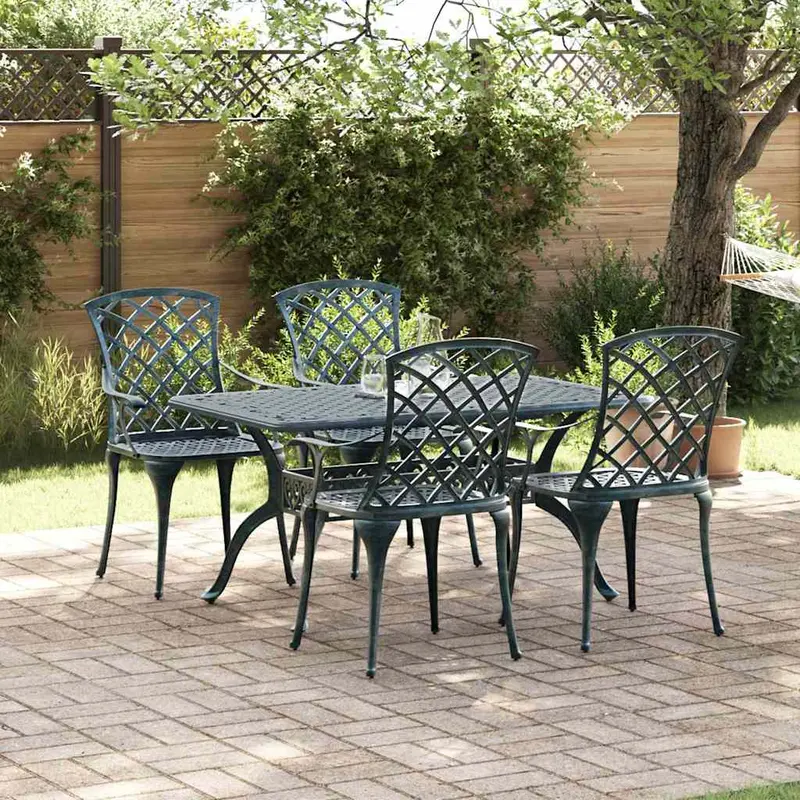 Silla de Jardín 4 pcs Verde 61 x 60,5 x 93cm Aluminio