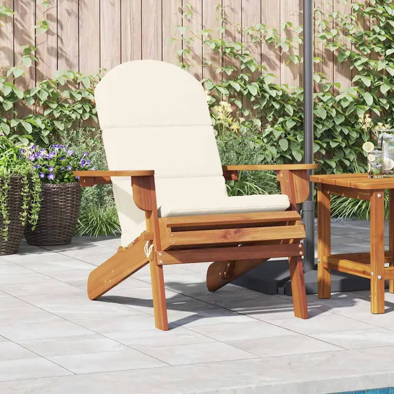 Silla de jardín Adirondack con cojines madera maciza acacia