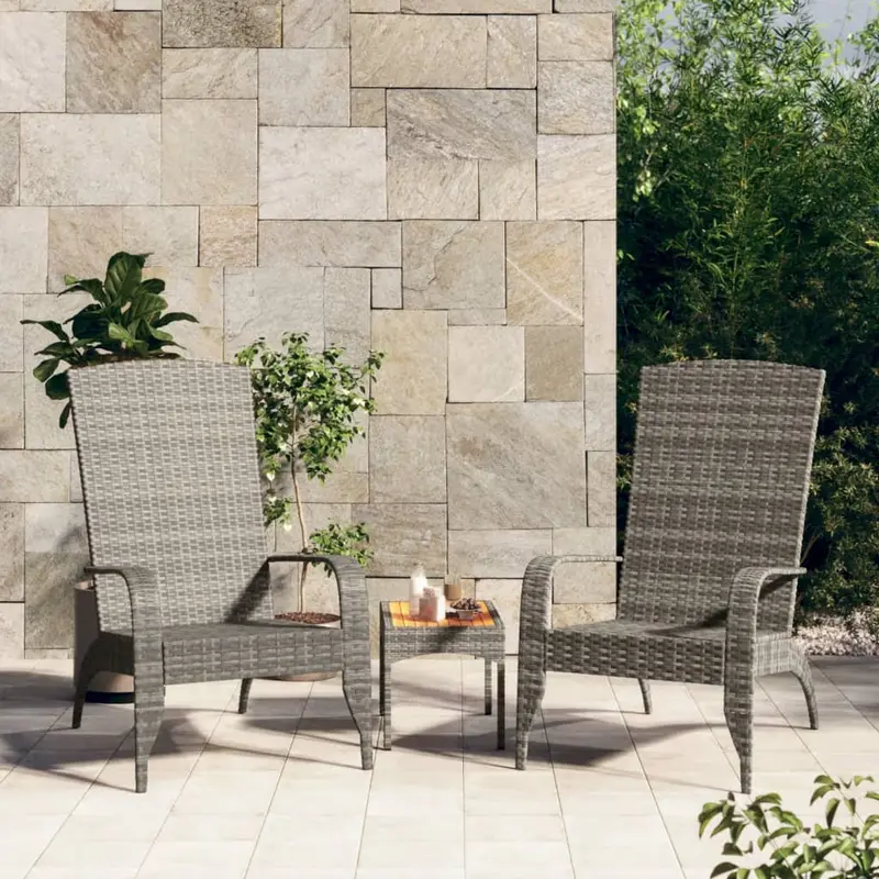 Silla de jardín Adirondack de ratán sintético gris