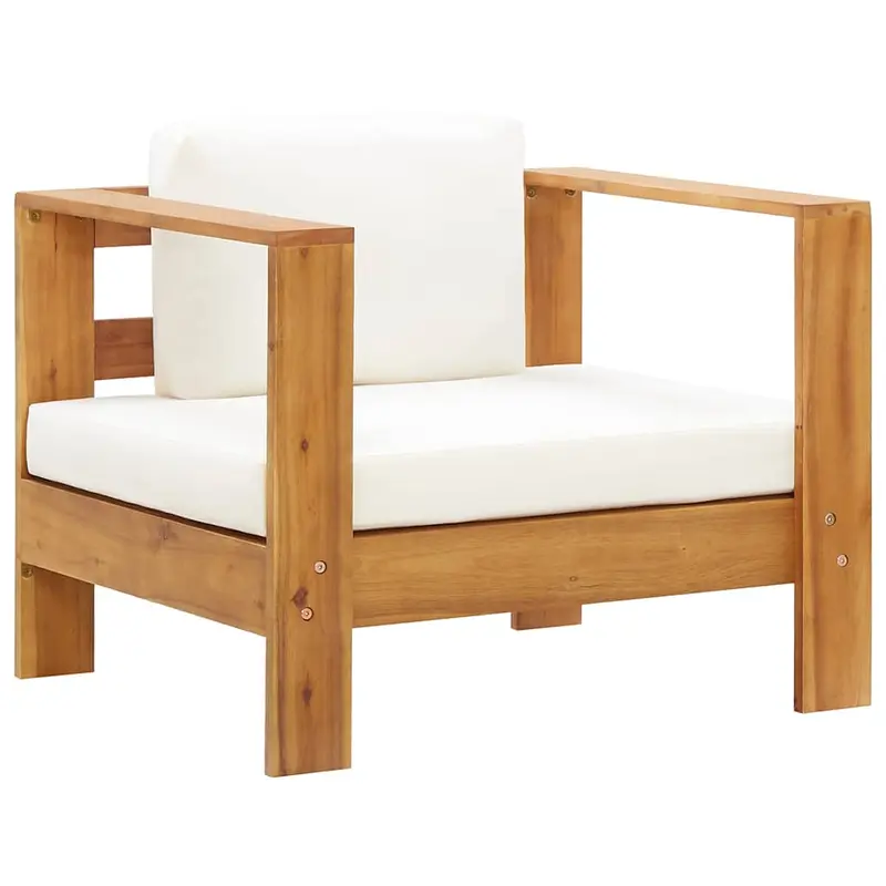 Silla de jardín con cojín madera maciza de acacia 2 colores
