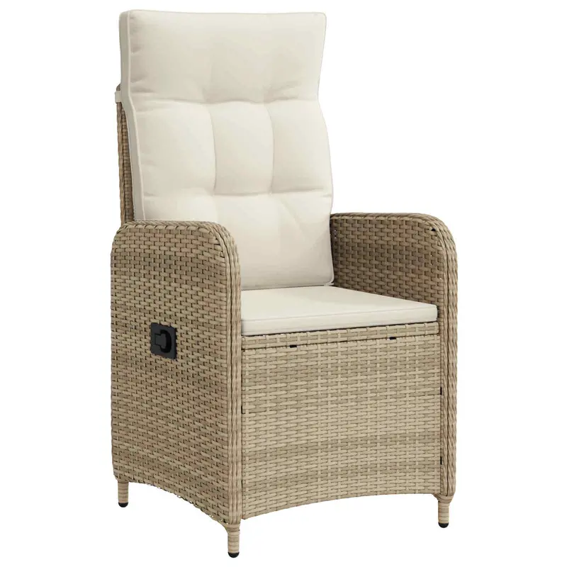 Silla de jardín reclinable Beige y blanco crema