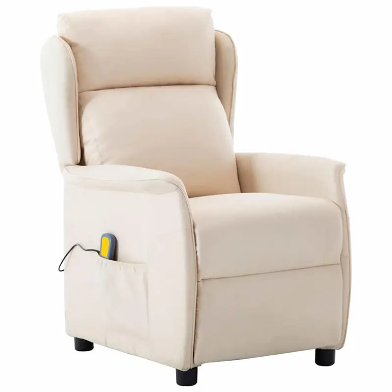 Silla de masaje con cojín Crema 93.5 x 67.5 x 101.5 cm tela