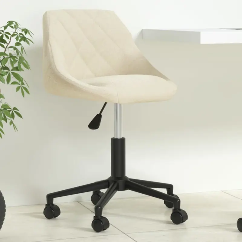 Silla de oficina giratoria de terciopelo crema