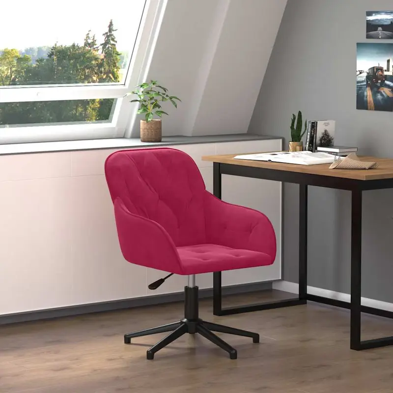 Silla de oficina giratoria de terciopelo rojo tinto