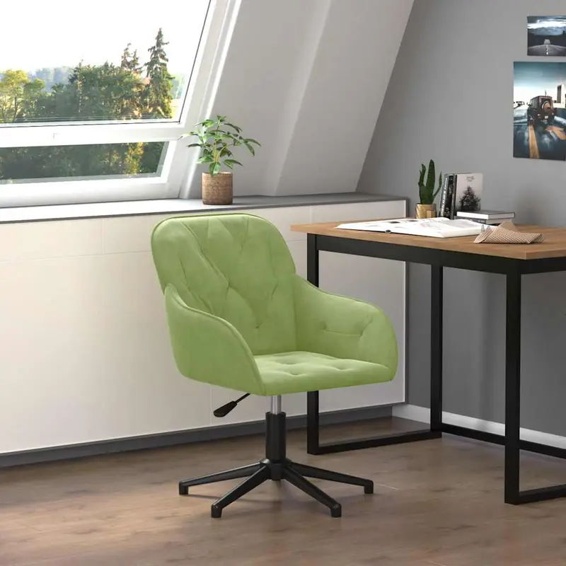 Silla de oficina giratoria de terciopelo verde claro