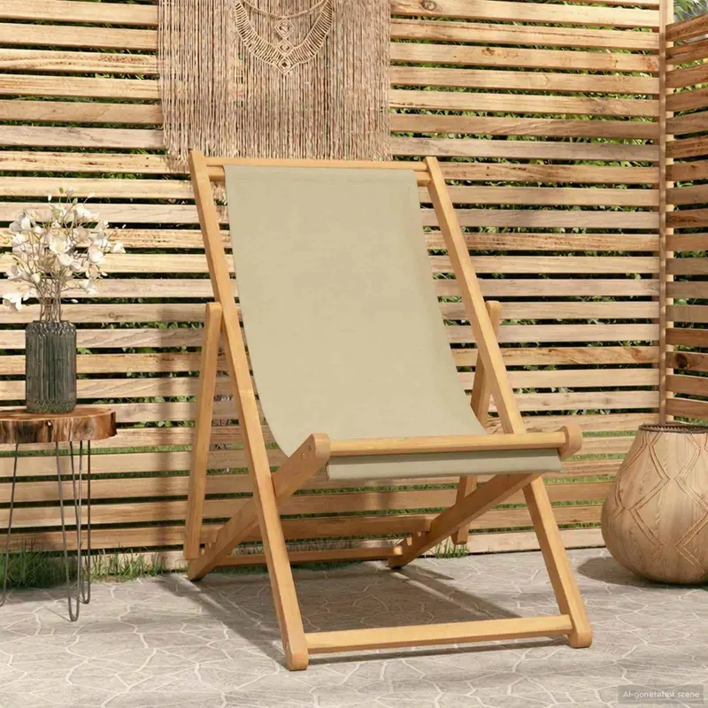 Silla de playa Beige Madera de teca maciza