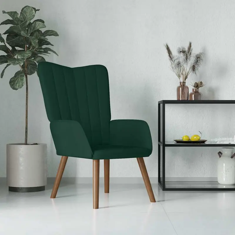 Silla de relajación de terciopelo verde oscuro