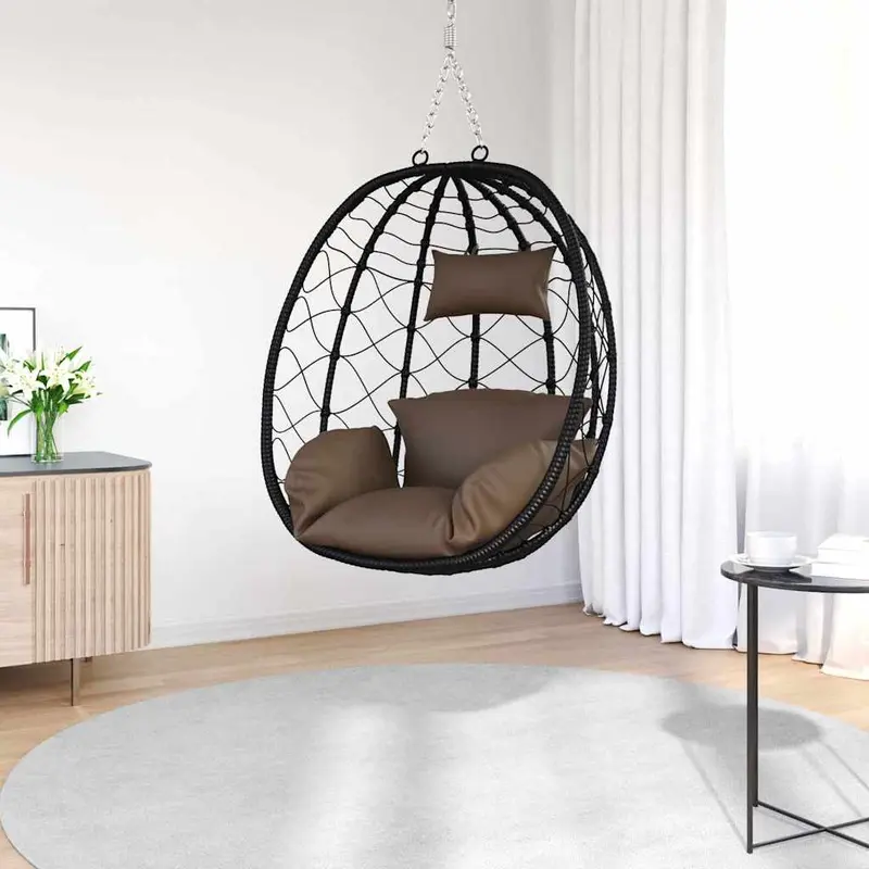 Silla huevo colgante Café 91,5 x 54,5 x 107 cm ratán sintético