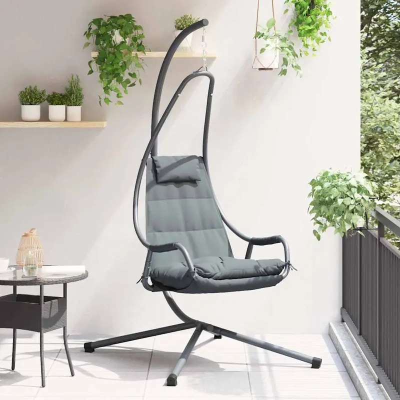 Silla huevo colgante Manual Antracita 94 x 107 x 196,5 cm Acero
