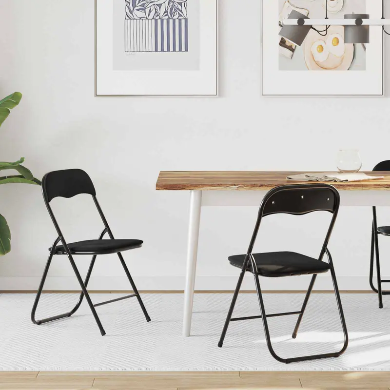 Silla Plegable 2 pcs Negro 48 x 44 x 78 cm Terciopelo