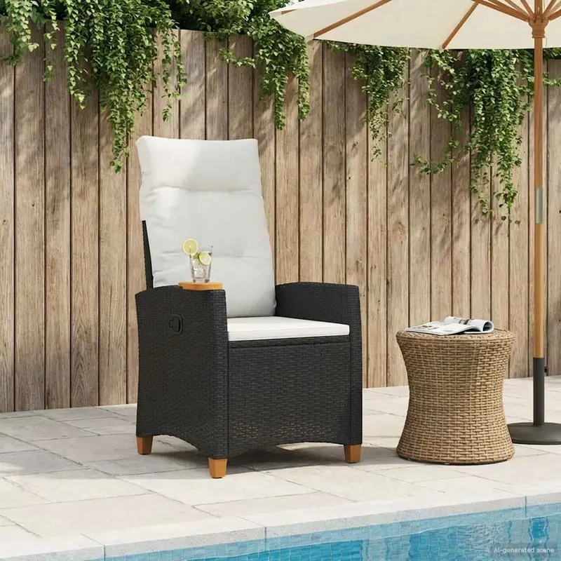 Silla reclinable con bandeja para té con cojín 62 x 64 x 112 cm