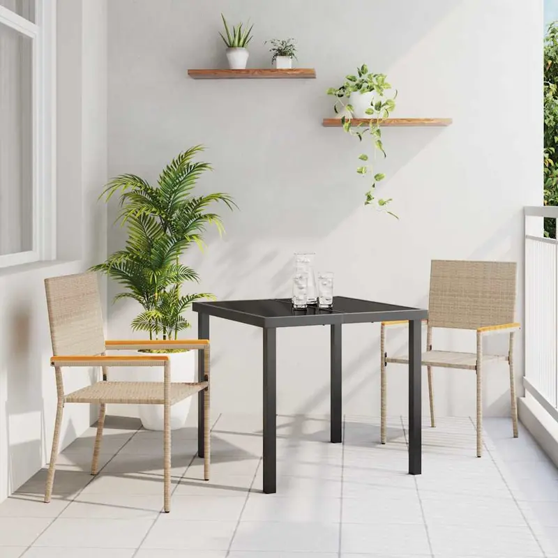 Sillas apilables de jardín 2 pcs Crema y marrón 54 x 56 x 90 cm