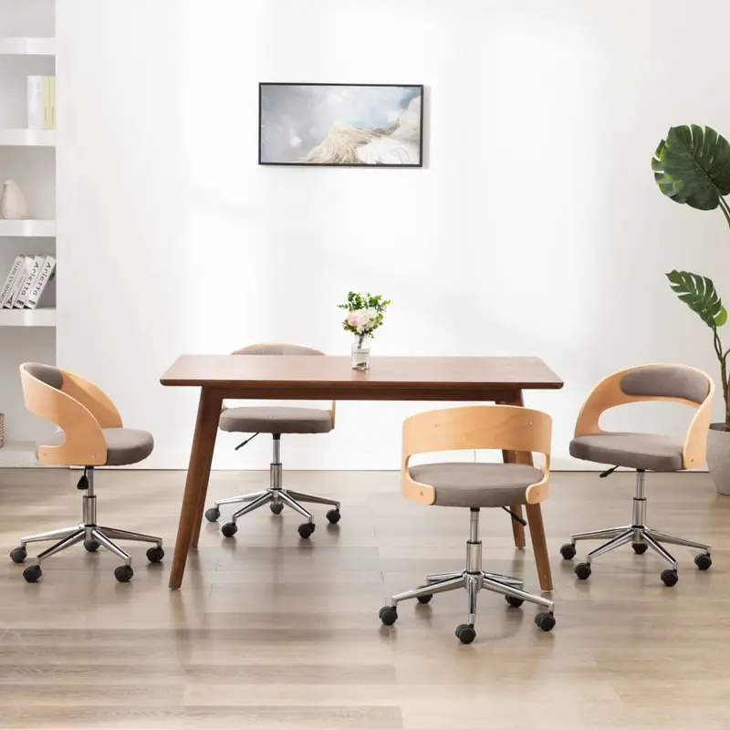 Sillas comedor giratorias 4 uds madera curvada tela gris taupe